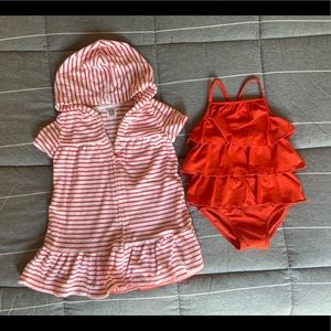 Carter’s swimsuit with marching cover up.